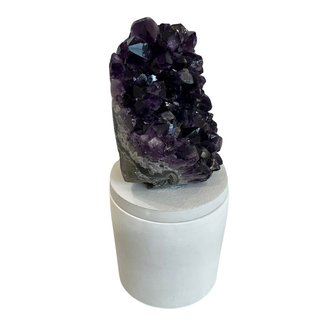 Amethyst Cluster Crystal Lid Gardenia Candle