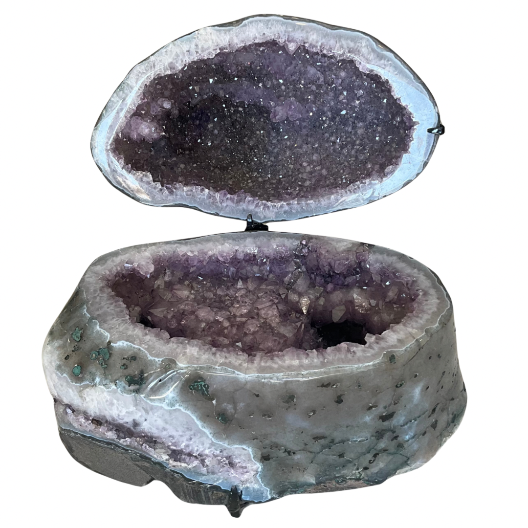Oval Amethyst Crystal 'Jewelry Box' on Stand
