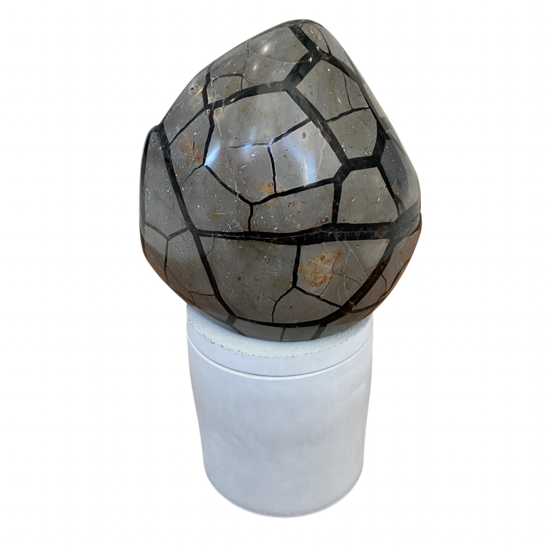 Septarian Dragon Egg with Quartz Lid Candle