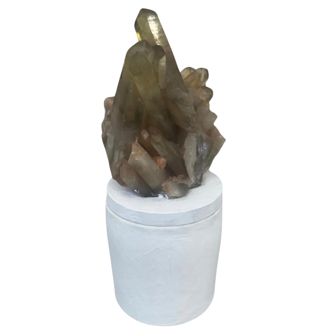 Hand Crafted Citrine Generator Cluster Lid Candle