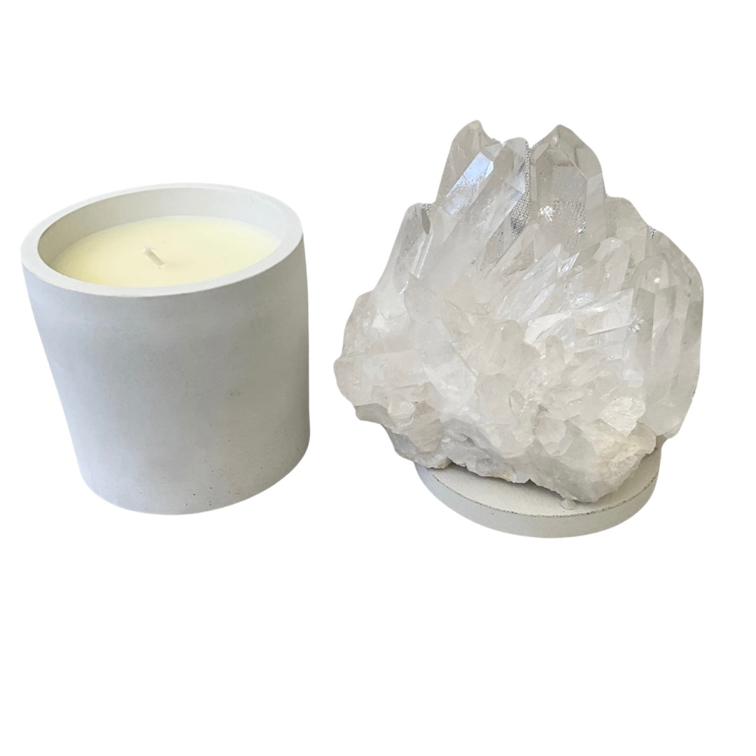 Large Quartz Crystal Generator Cluster Lid Candle