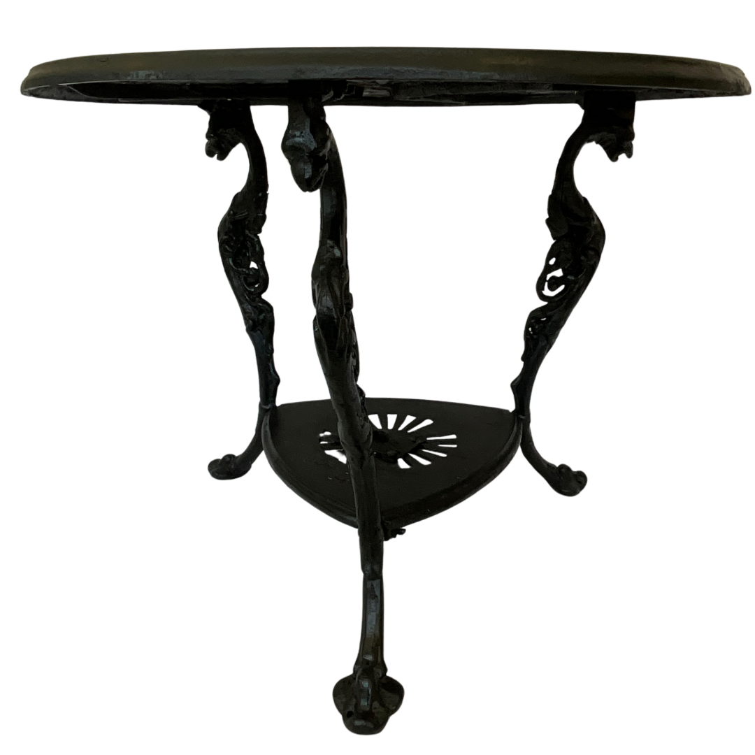 Vintage Gueridon Metal Ornate 3-Leg Table