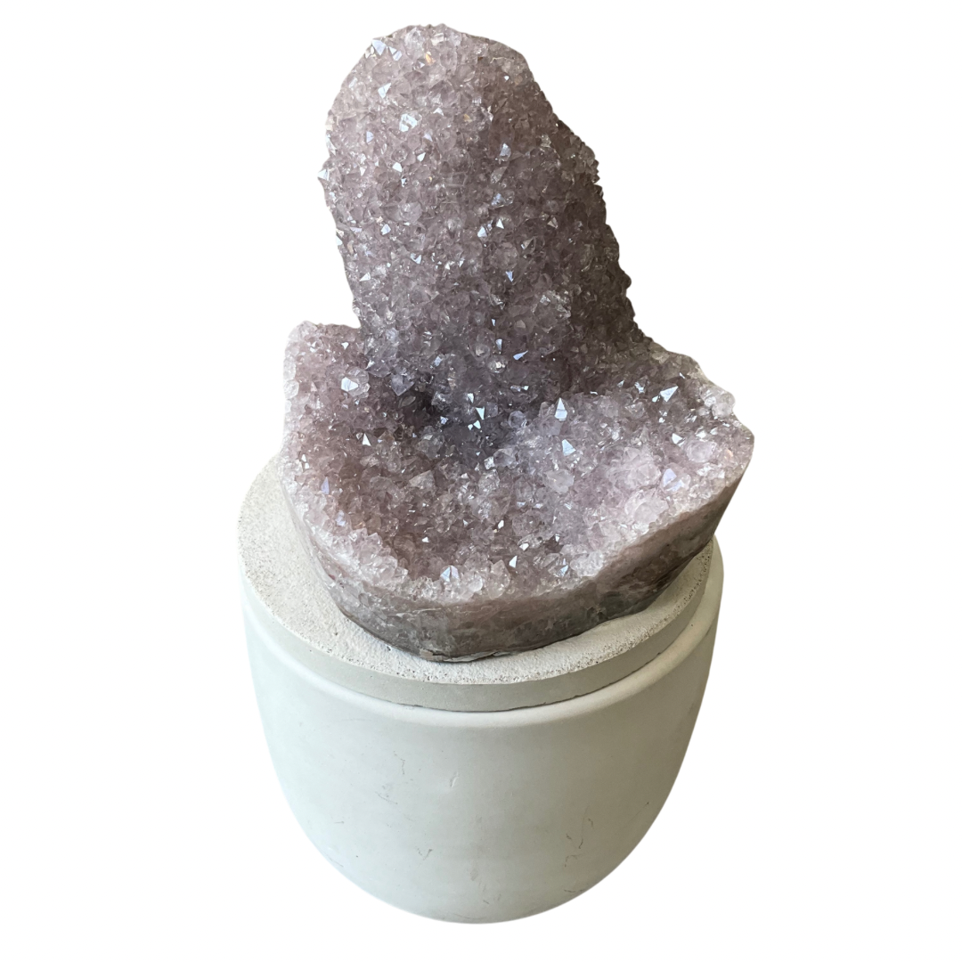 Lavender Amethyst Druzy Crystal Lid Gardenia Candle