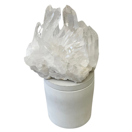 Large Quartz Crystal Generator Cluster Lid Candle