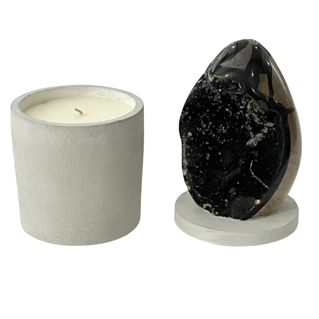 Septarian Dragon Egg Lid Gardenia Candle