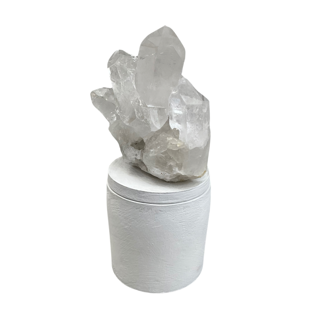 Clear Quartz Crystal Generators Lid Gardenia Candle...