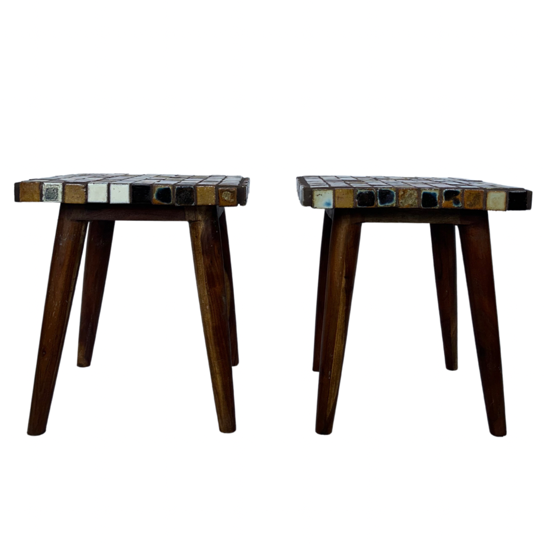 Pair of Stone Mosaic Side Tables