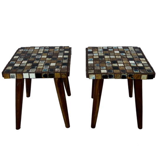 Pair of Stone Mosaic Side Tables