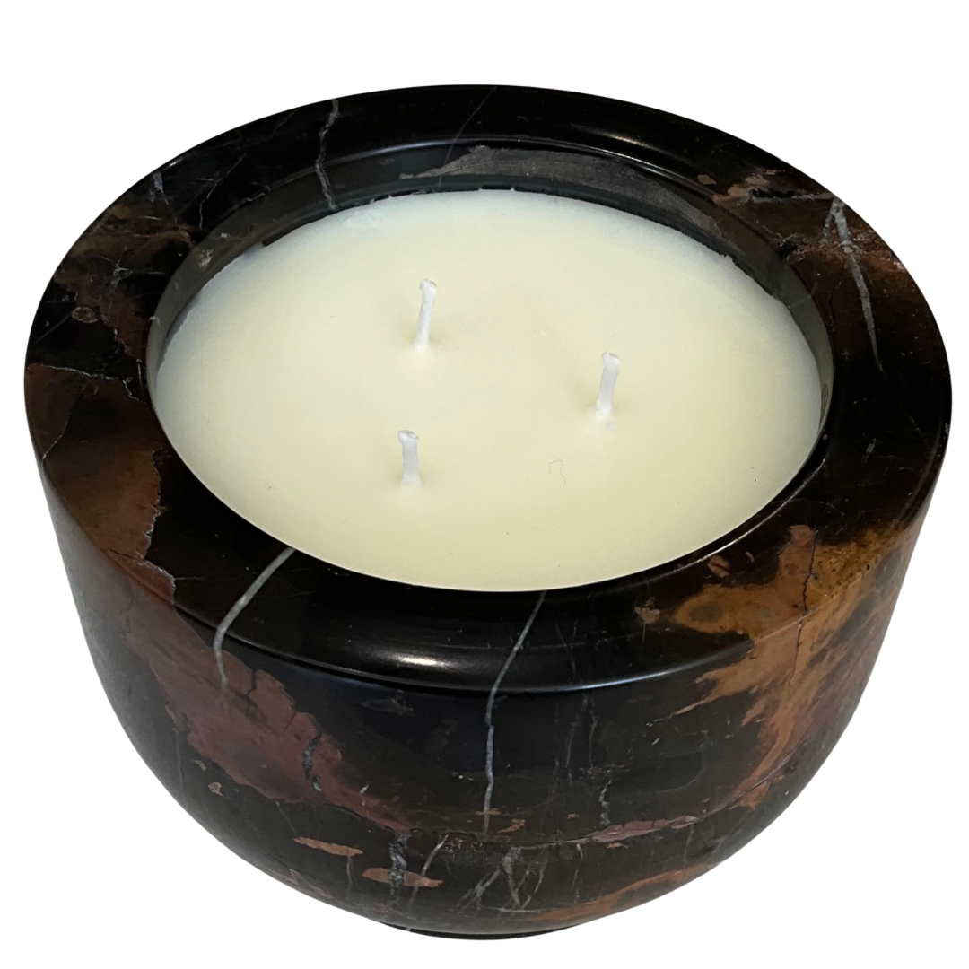 Black & Brown Tones Marble Stone Gardenia Candle