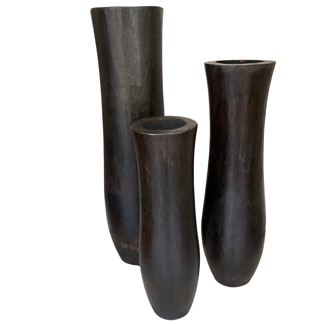 Set of 3 Palmwood Large Scale Vases