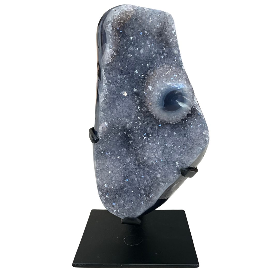 Lavender Amethyst Crystal Geode on Custom Stand