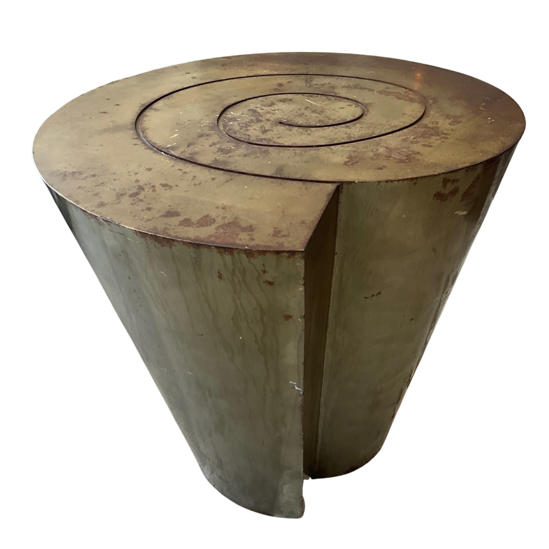 Vintage Brass Conical Table with Spiral Accent