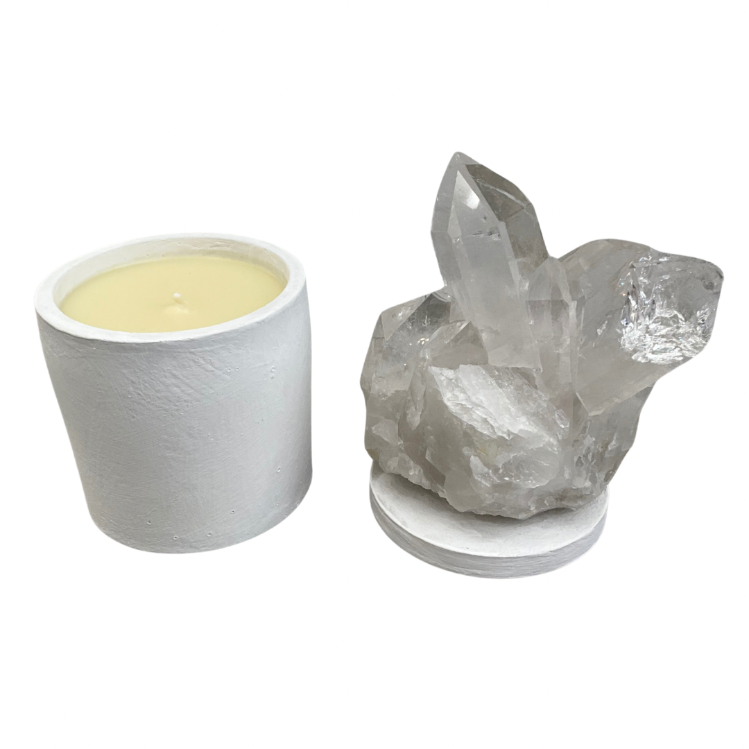 Clear Quartz Crystal Generators Lid Gardenia Candle...