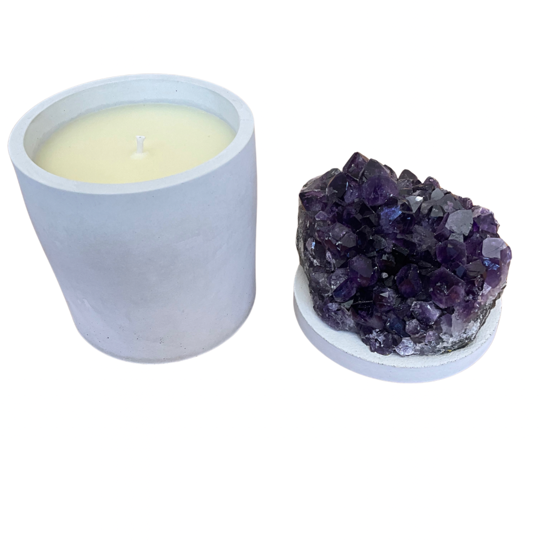 Amethyst Geode Crystal Lid Gardenia Candle 2