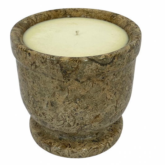 Dark Tan Marble Vessel Gardenia Candle