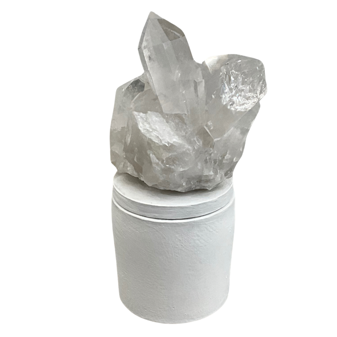 Clear Quartz Crystal Generators Lid Gardenia Candle...