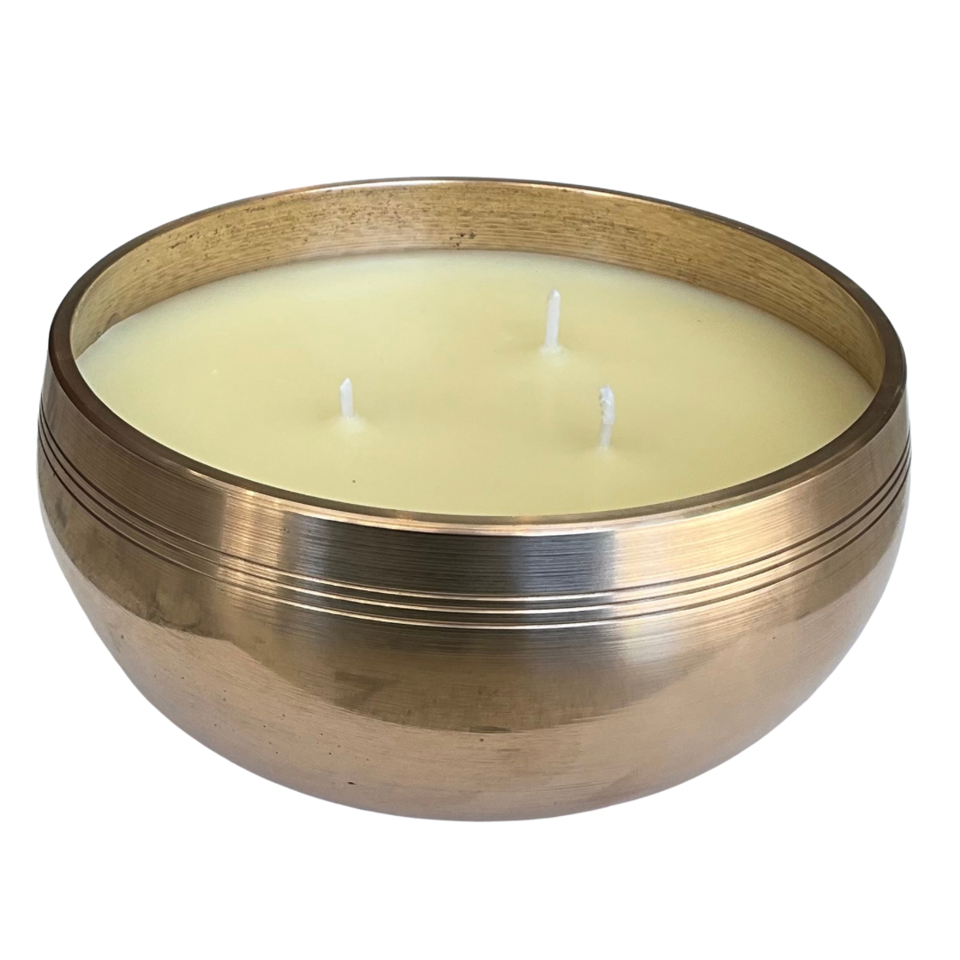 Large Brass Sound Bowl - Gardenia Candle