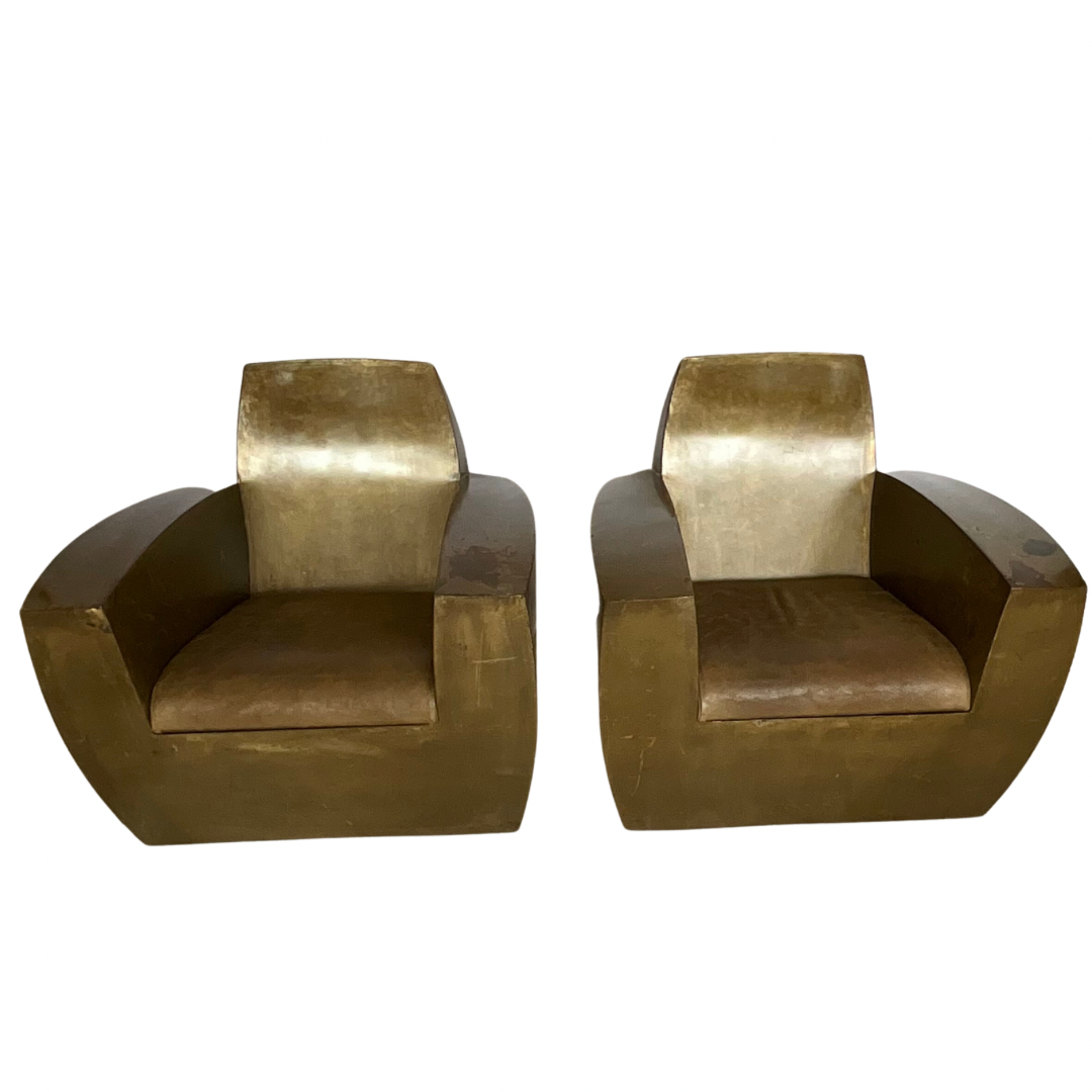 Pair of Metal Postmodern Club Chairs
