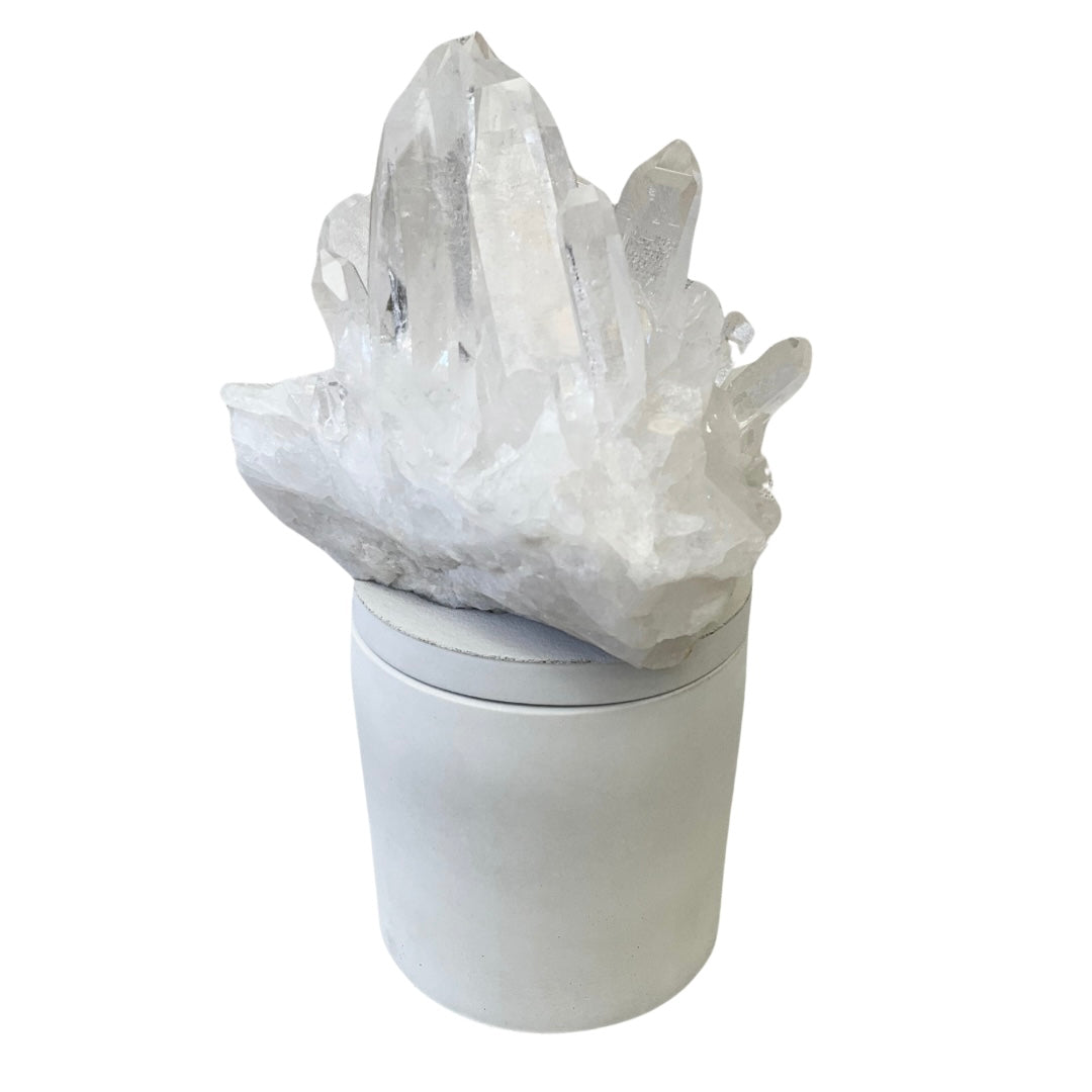 Large Quartz Crystal Generator Cluster Lid Candle