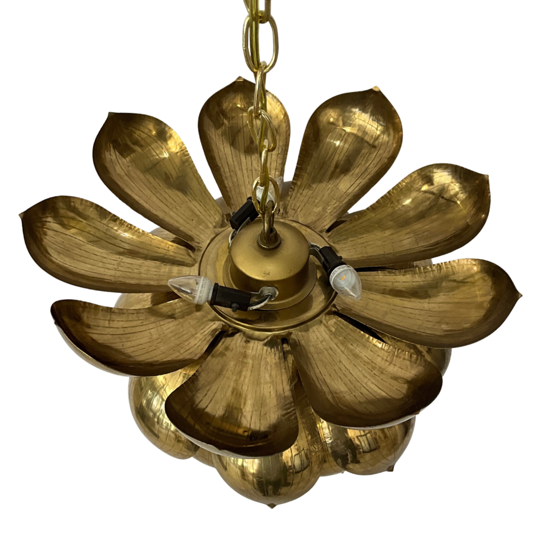 Feldman Large Vintage Brass Lotus Hanging Lamp