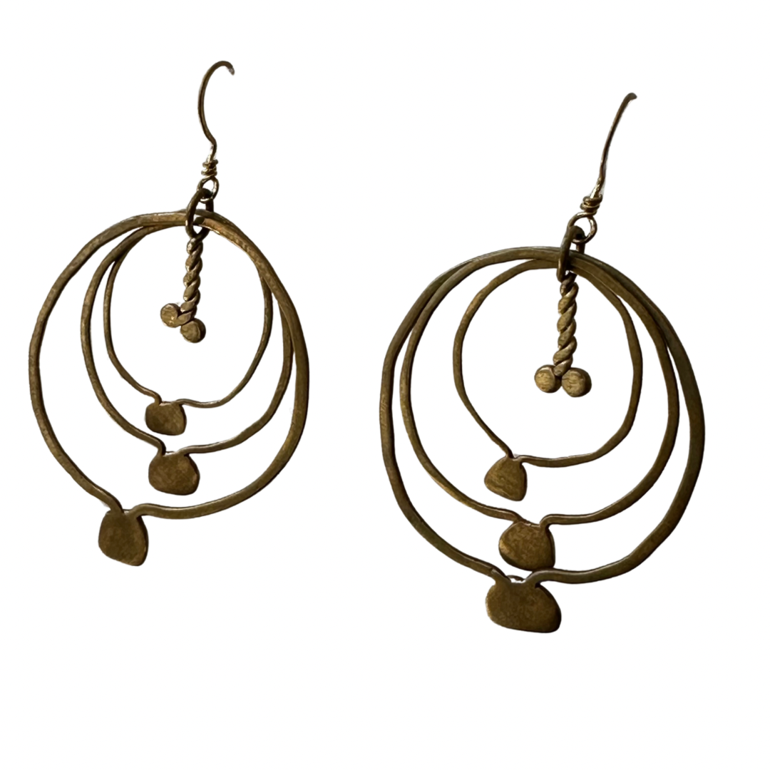 Orbitas Brass Earrings 3-Part Hoops