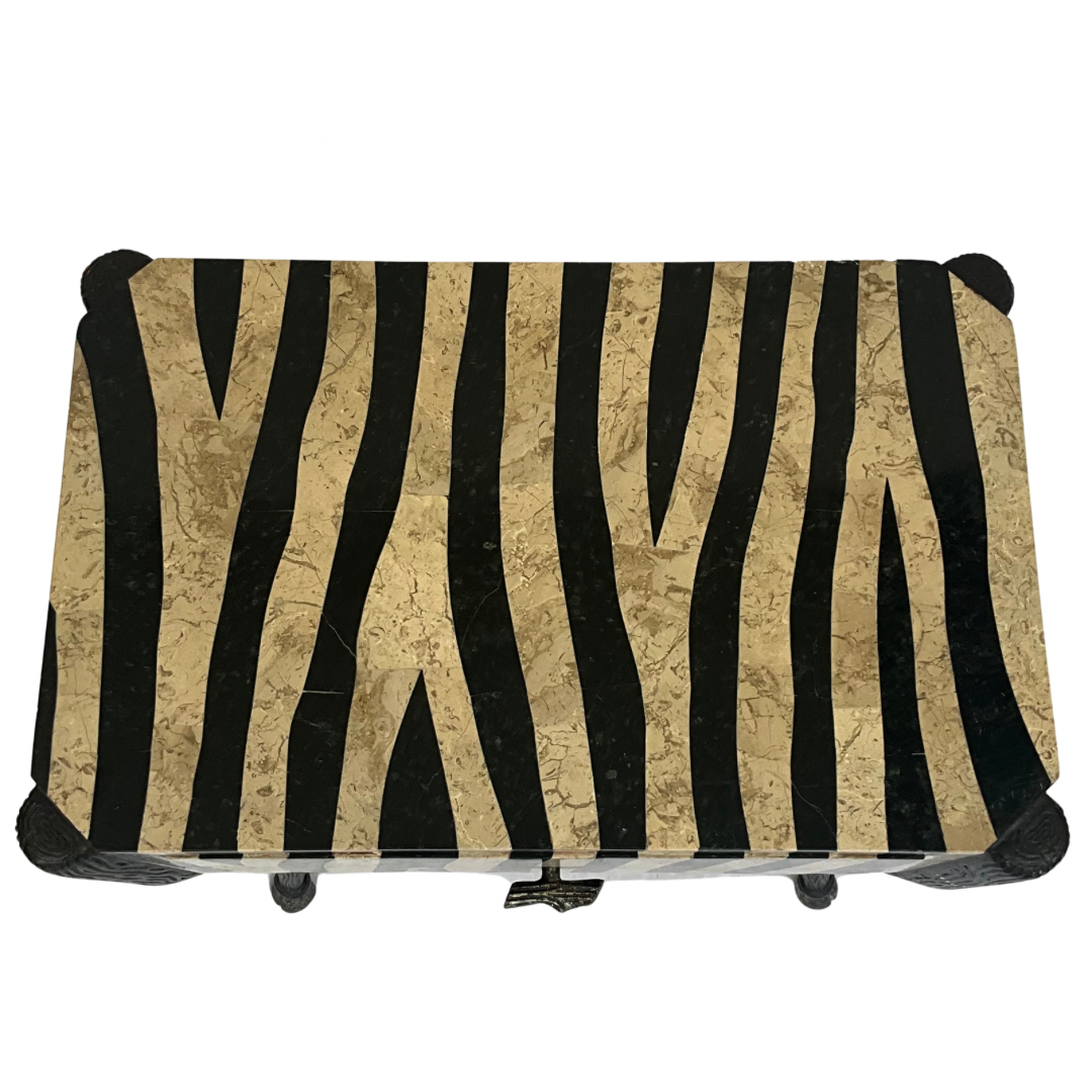 Zebra Print Accent Table with Drawer & Hoof Feet