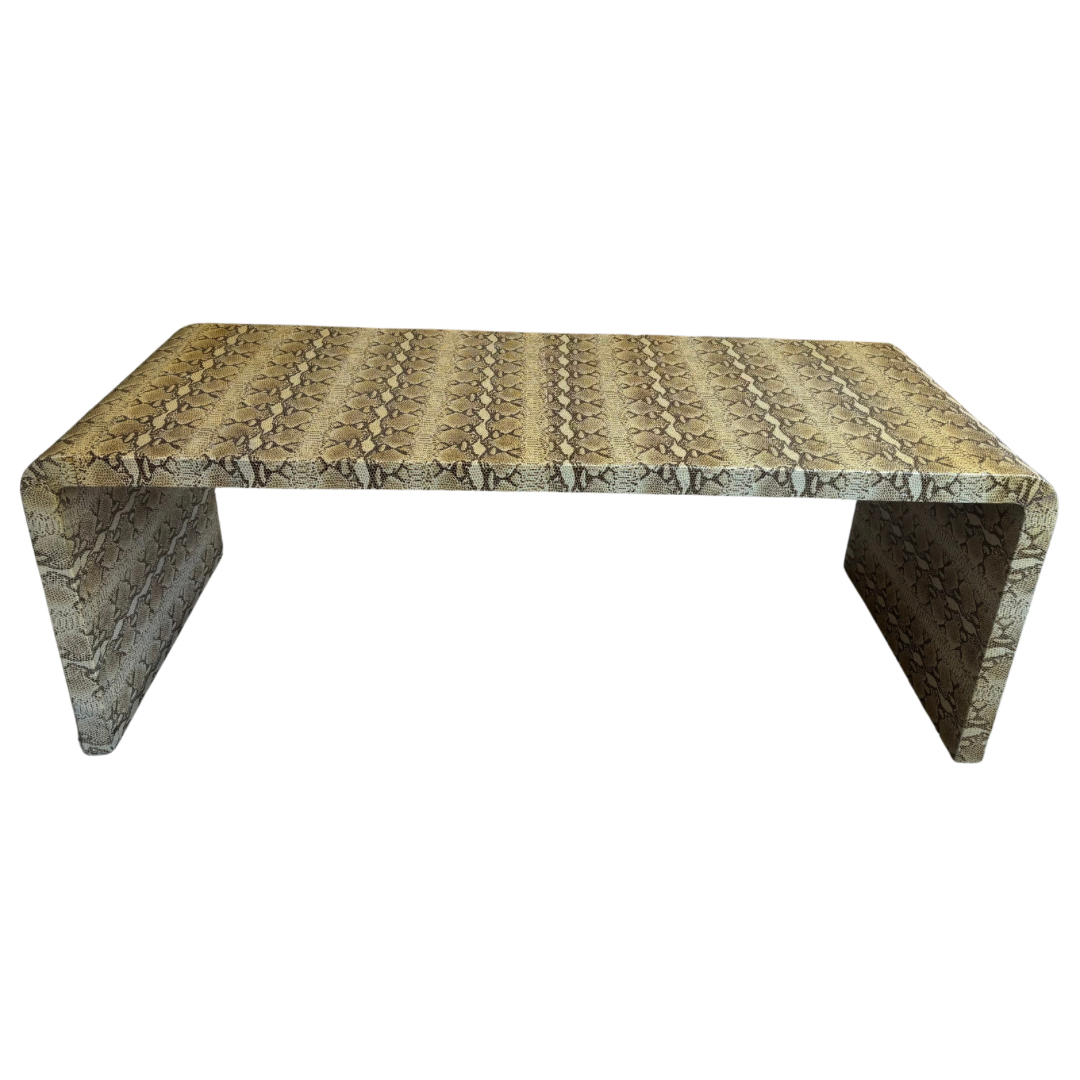 Vintage Snake Print Leather Waterfall Coffee Table