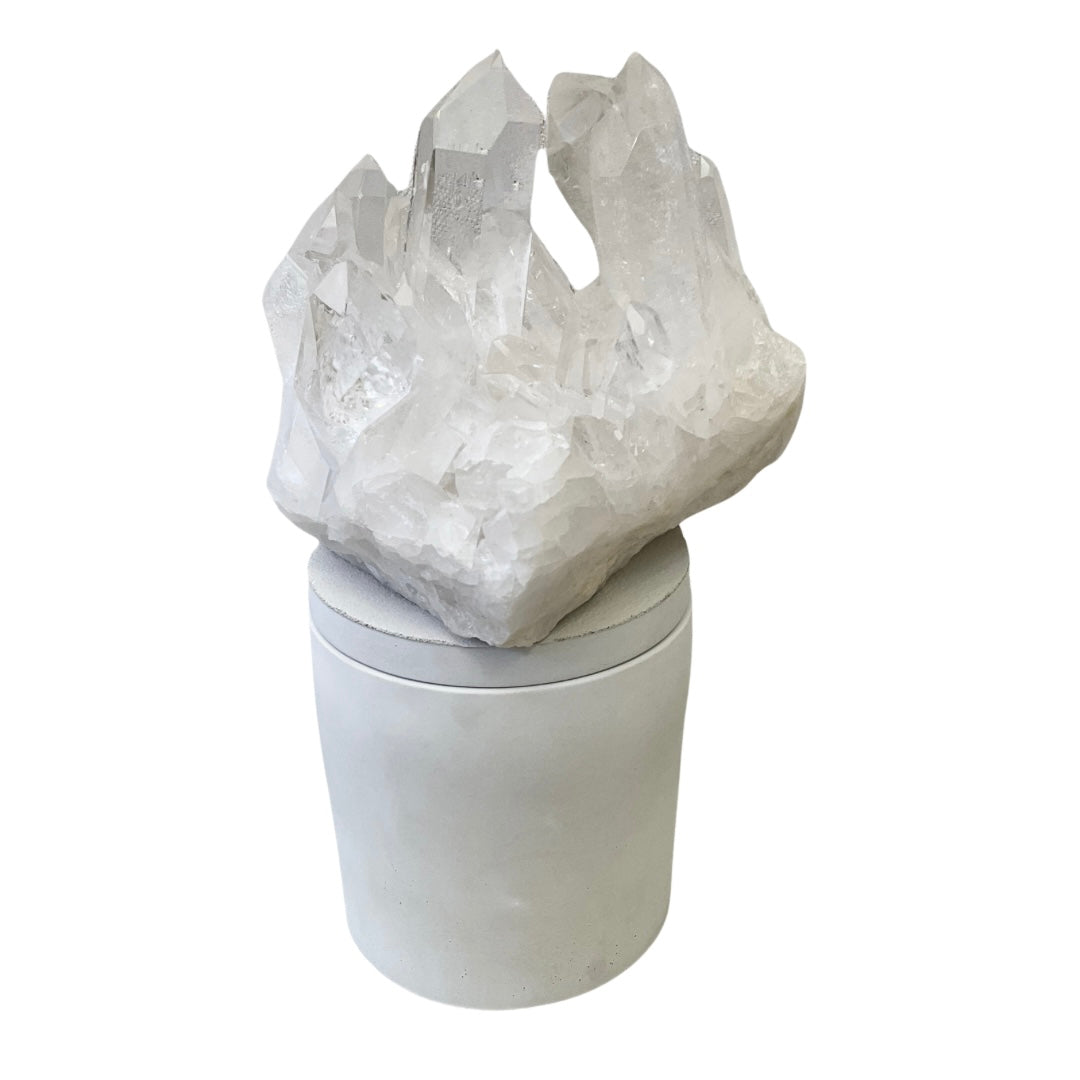 Large Quartz Crystal Generator Cluster Lid Candle