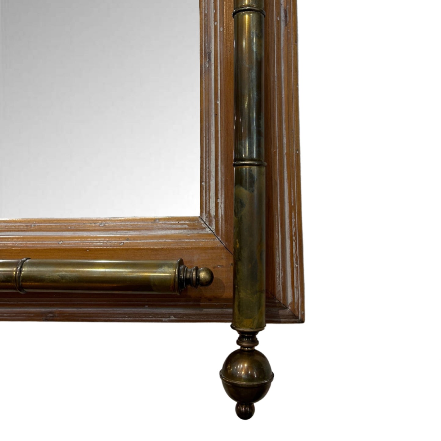 Vintage Wood and Brass Mirror