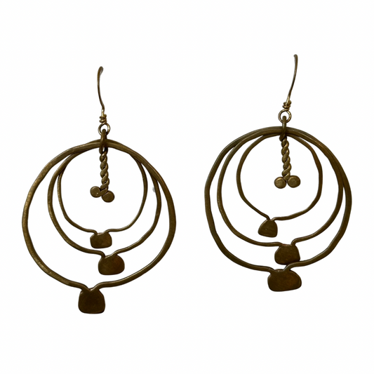 Orbitas Brass Earrings 3-Part Hoops