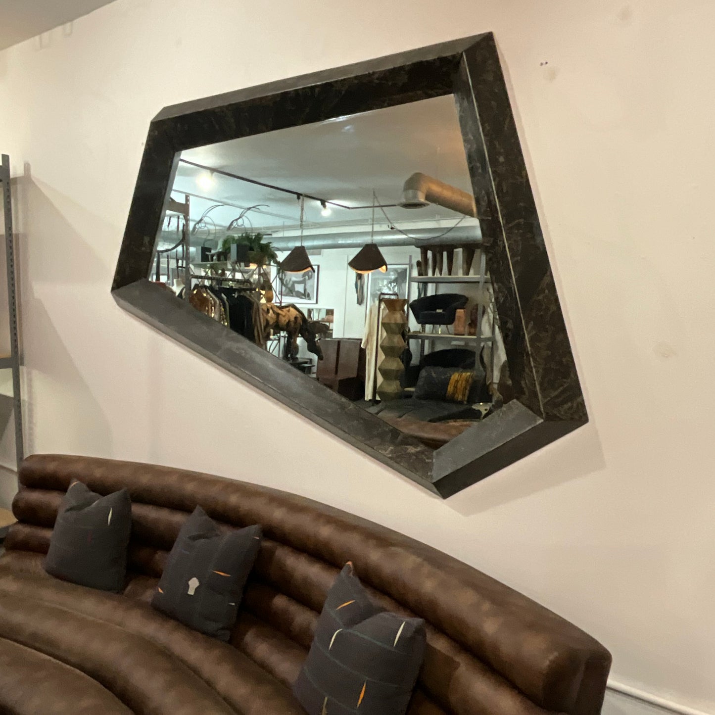 Oversized Metal Frame Geometric Mirror