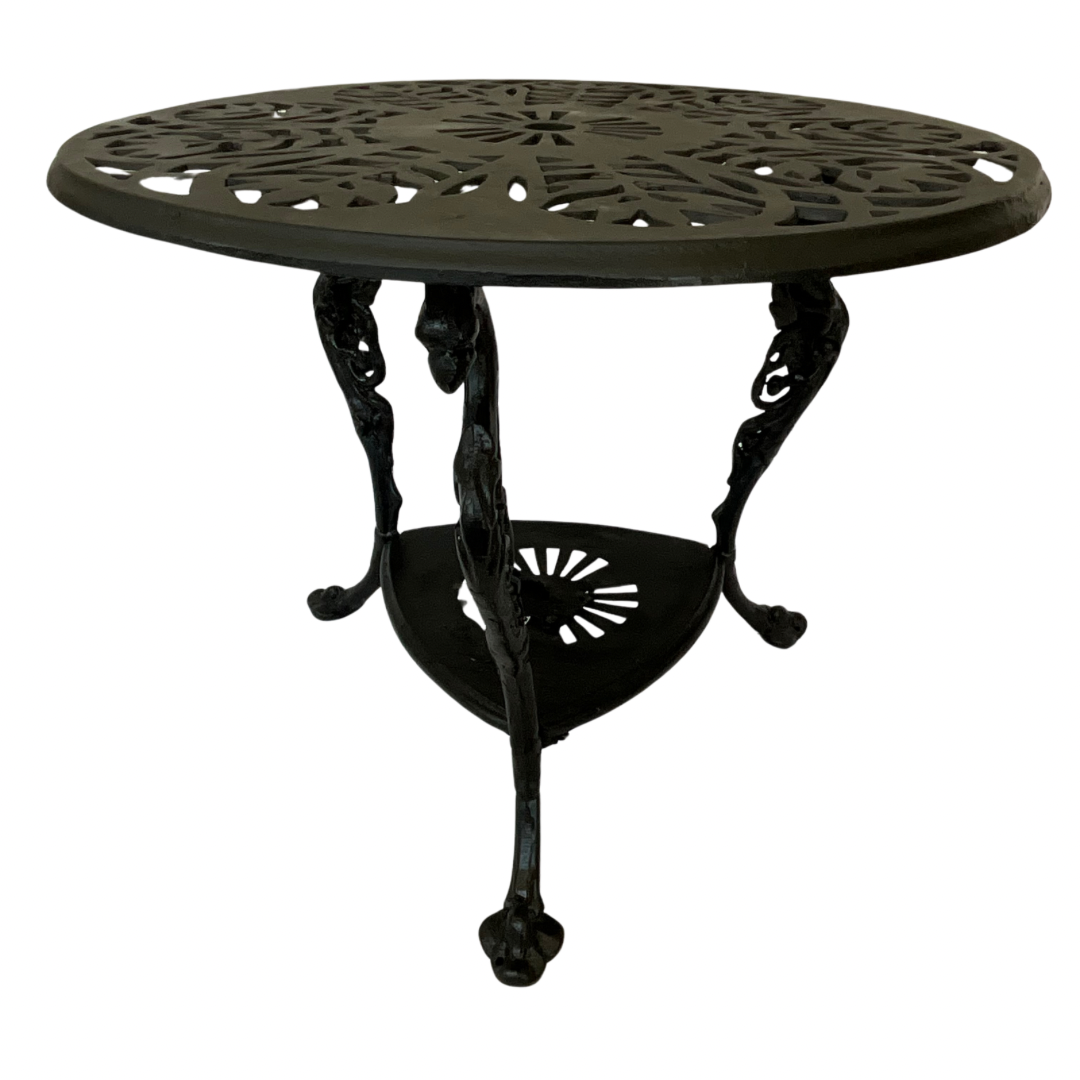 Vintage Gueridon Metal Ornate 3-Leg Table