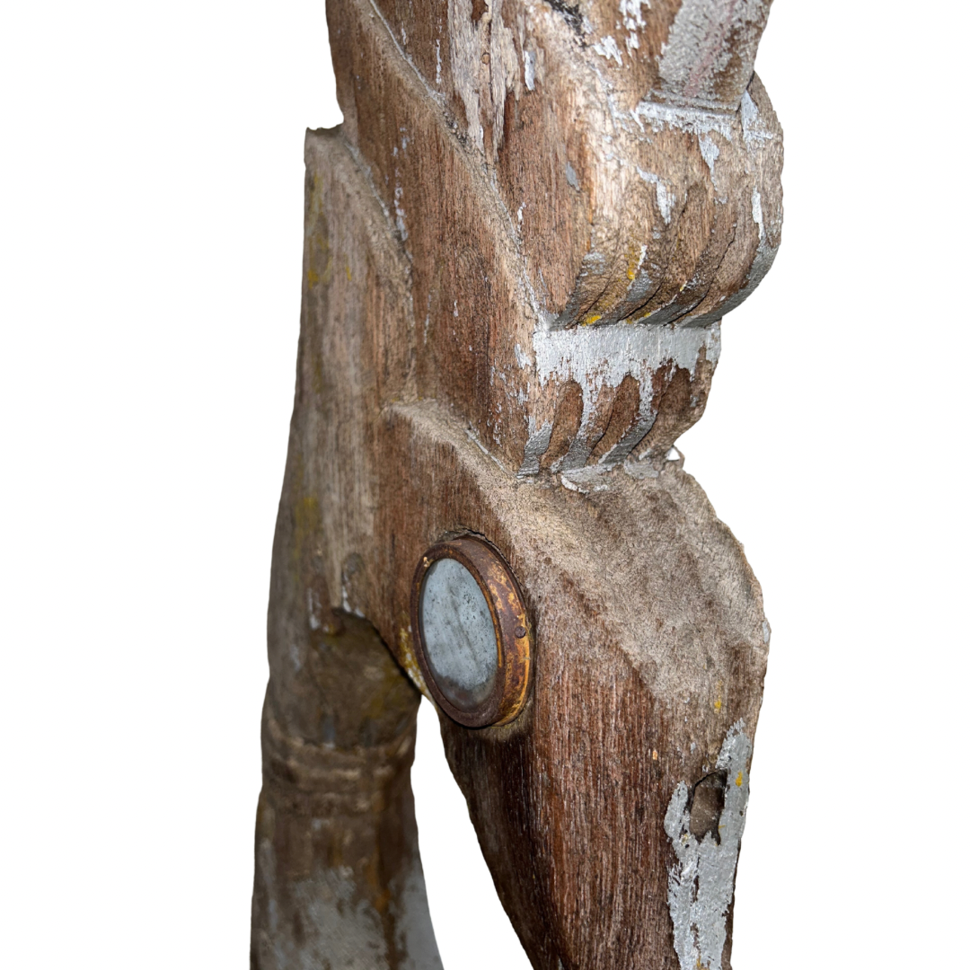 Wood Phoenix Sculpture with Mirrors