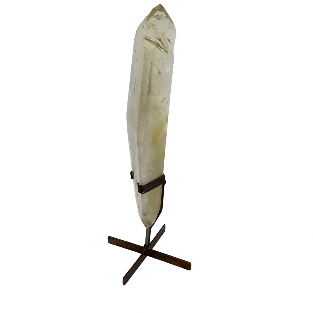 Large Citrine Crystal Point on Metal Stand