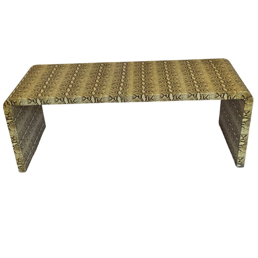 Vintage Snake Print Leather Waterfall Coffee Table