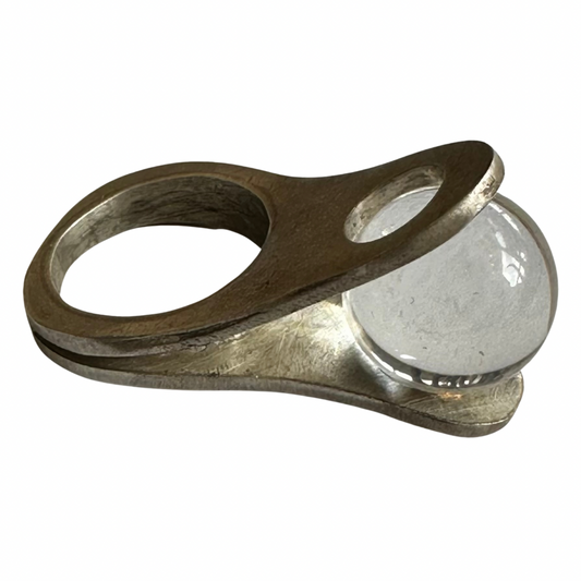 Quartz Crystal Sphere Sterling Silver Ring