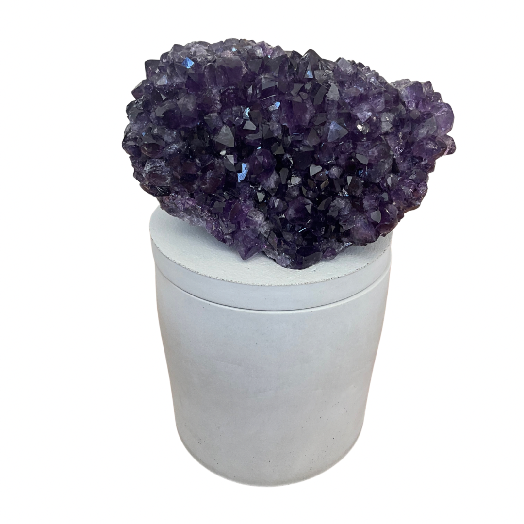 Amethyst Geode Crystal Lid Gardenia Candle