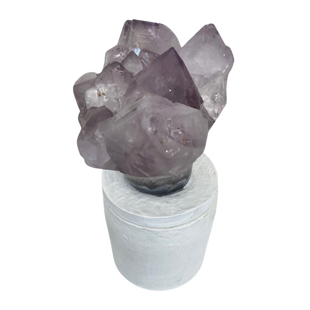 Amethyst "Flower" Cluster Crystal Lid Gardenia Candle