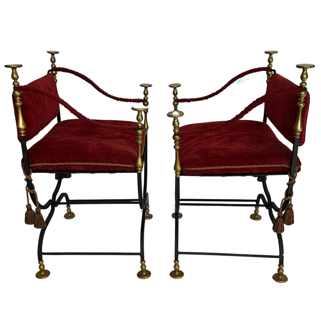 1960's Italian Savonarola Pair of Chairs