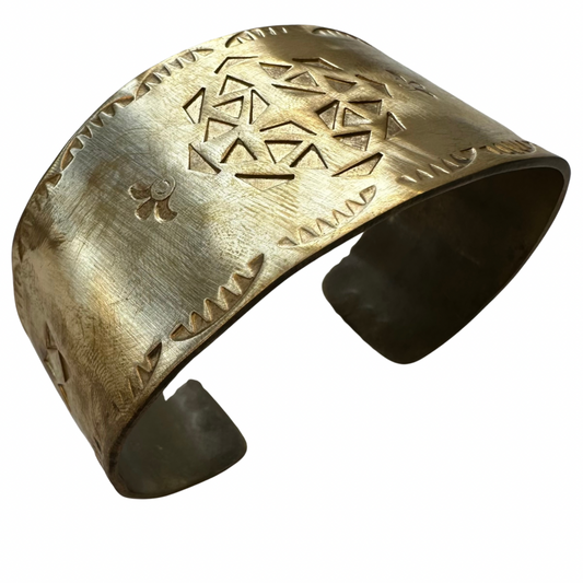 Hand Made Brass Cuff Bracelet with Symbols