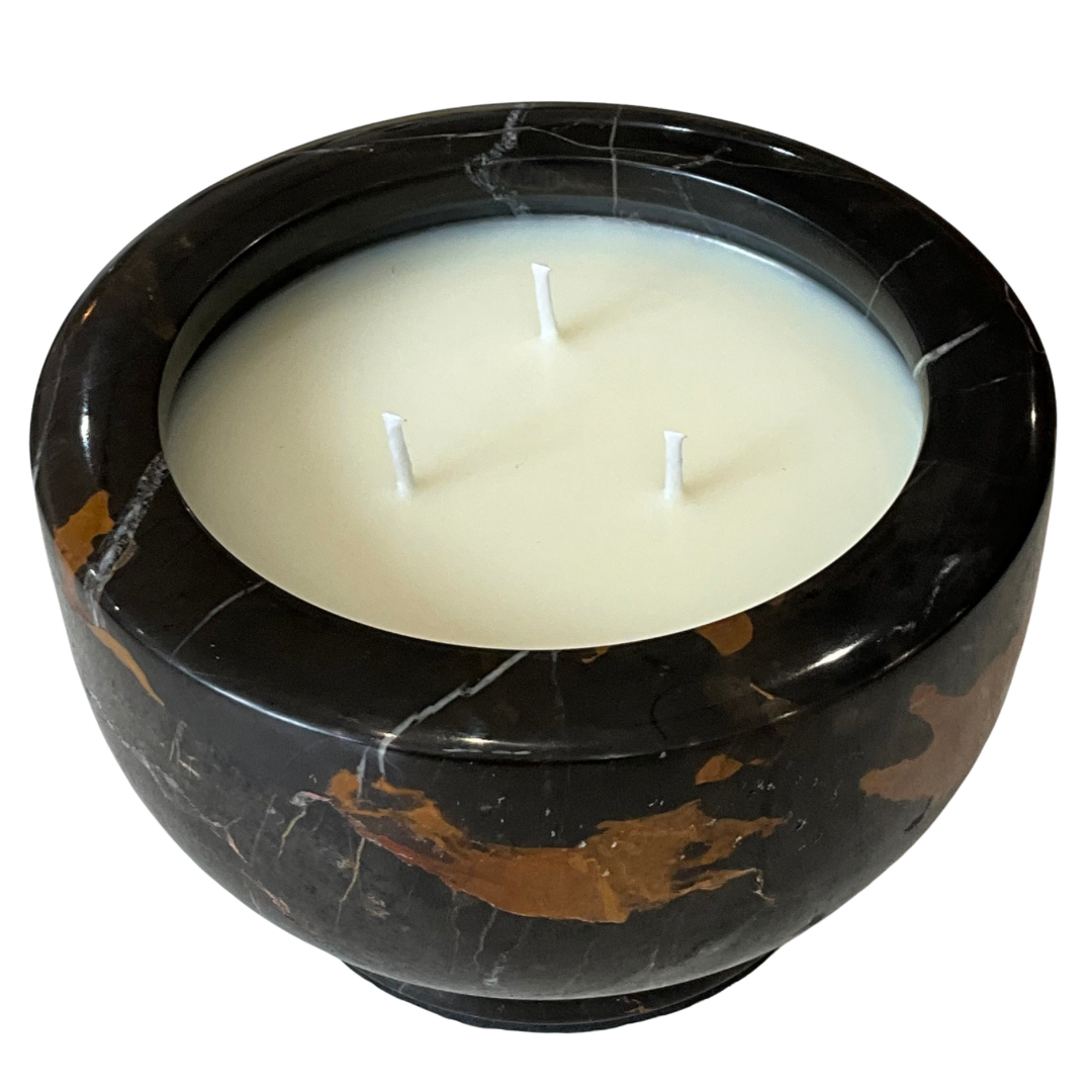 Black & Amber Tones Marble Gardenia Candle