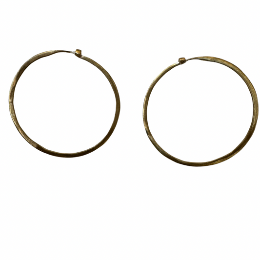 Hand Made Large Brass Hoop Earrings