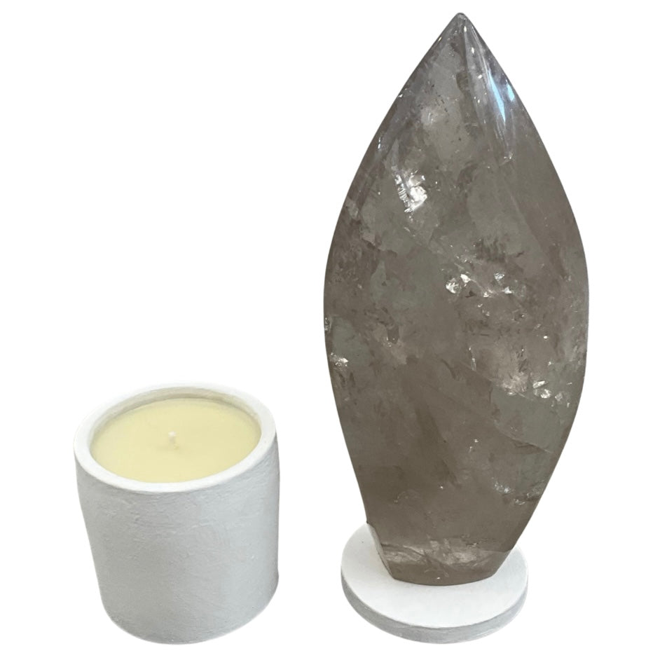 Large Quartz Crystal Flame Gardenia Candle