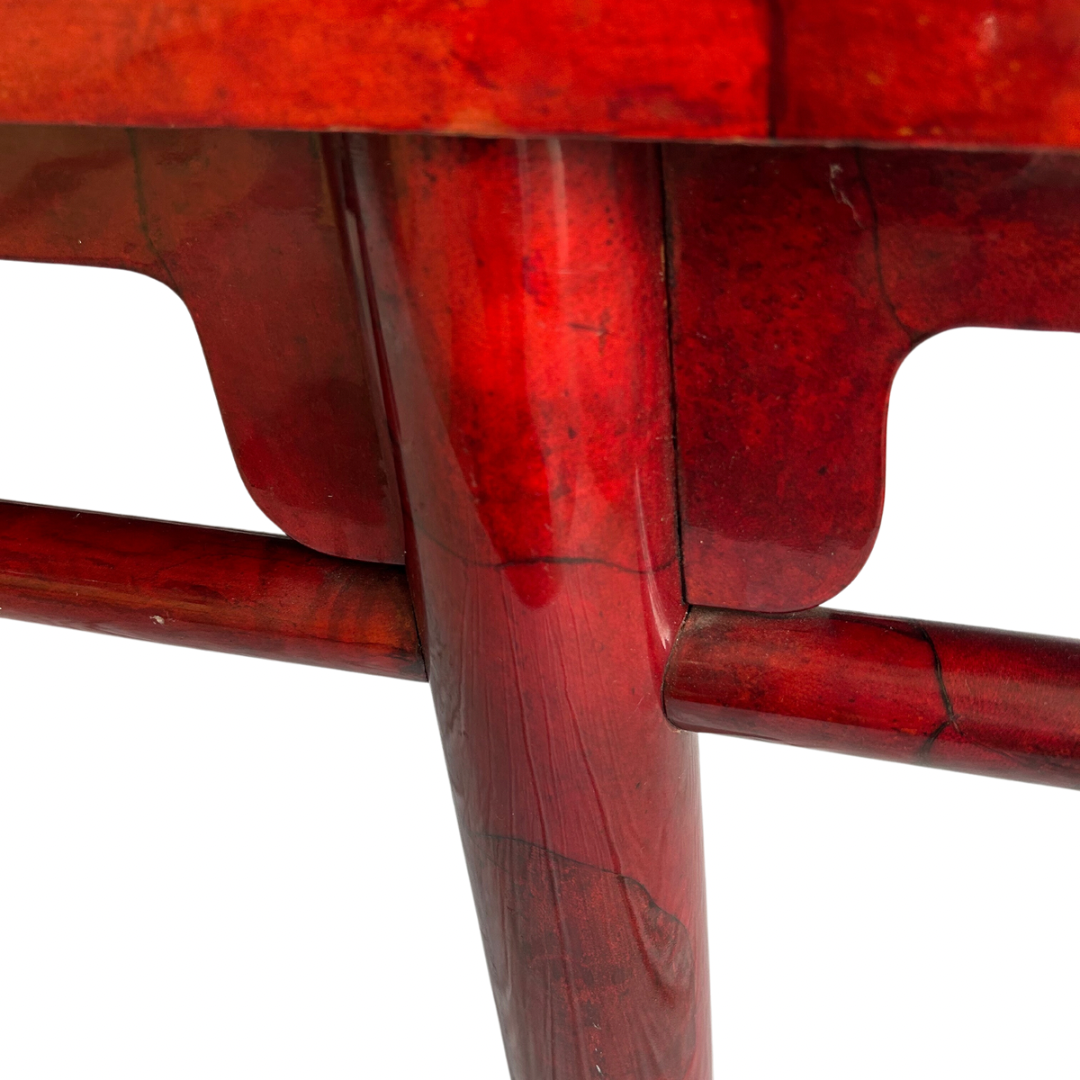 Karl Springer Red Lacquered Goatskin Table