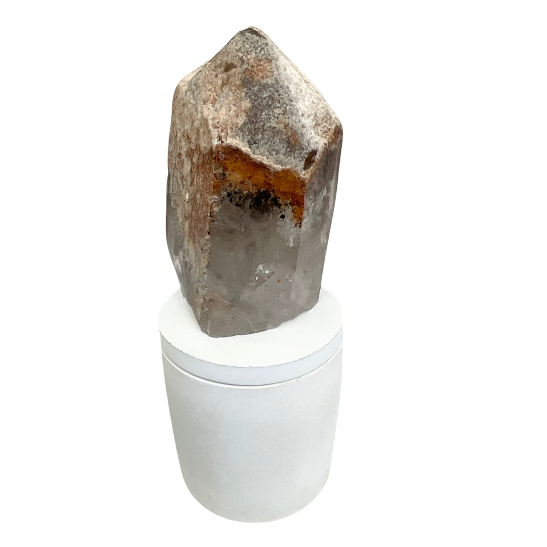 Quartz Crystal with Minerals Lid Gardenia Candle