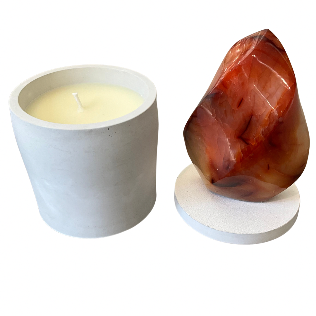 Carnelian Flame Crystal Lid Gardenia Candle