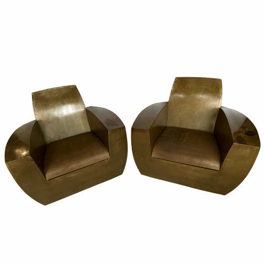 Pair of Metal Postmodern Club Chairs