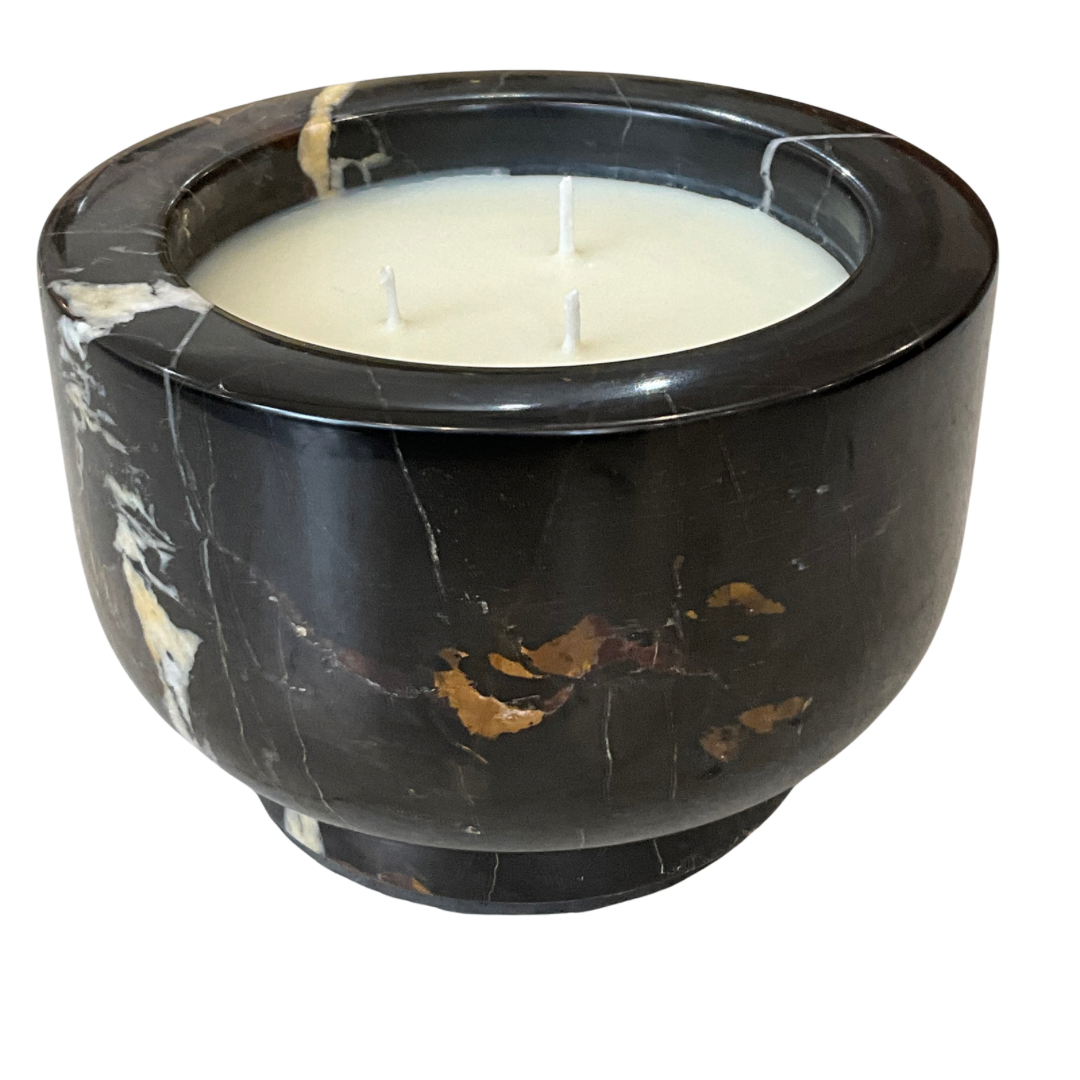 Black & Brown Tones Marble Stone Gardenia Candle