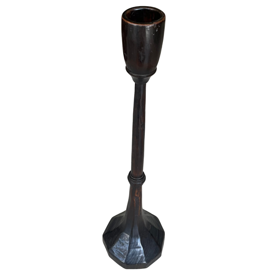 Carved Wood Free-Standing Candlestick