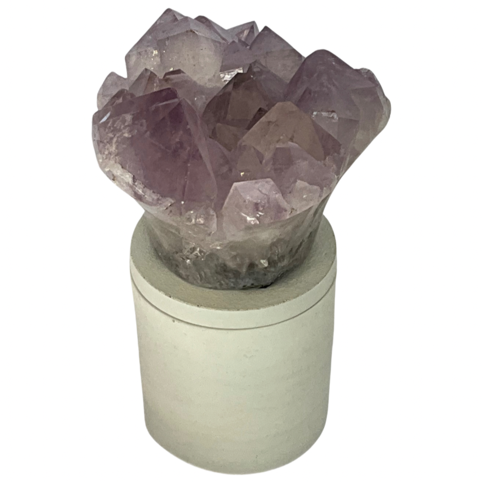 Amethyst Cluster Crystal Gardenia Candle